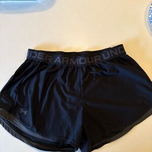 Under Armour Women's Black Athletic Shorts with Logo Waistband